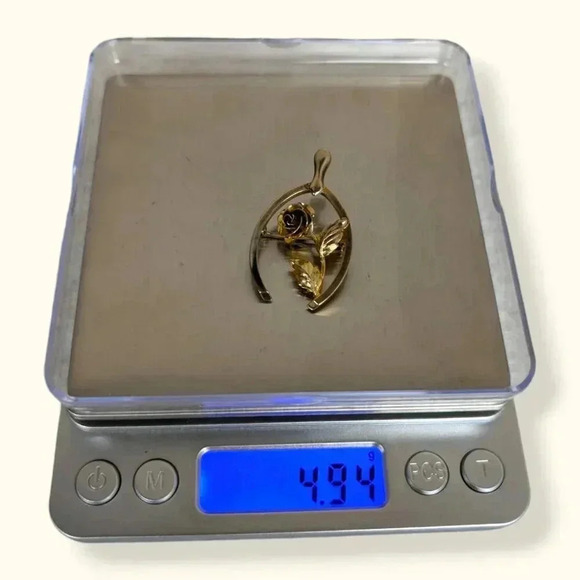 🍁Vintage Bond Boyd Sterling Vermeil Wishbone Rose Brooch - Picture 6 of 6